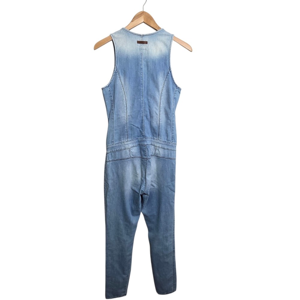 Guess Los Angeles Overalls Womens SZ 6 Denim Skinny Leg Distressed Jumpsuit Y2K - Picture 8 of 13